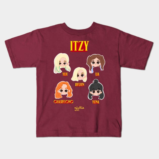 Itzy Not Shy fanart Kids T-Shirt by Giullia - Yeppeunyeppeun Art